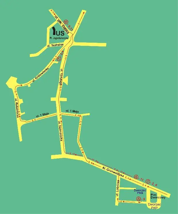 Mapa z trasą dojazdu do Urzędu Statystycznego w Elblągu