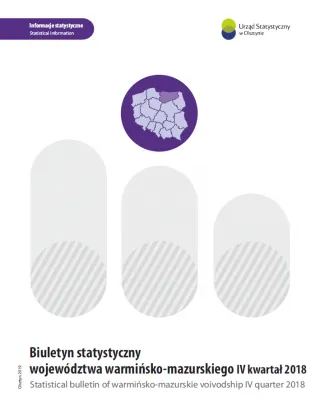 Powiększ obraz: Okładka publikacji Biuletyn Statystyczny Województwa Warmińsko-Mazurskiego – IV kwartał 2018 r.