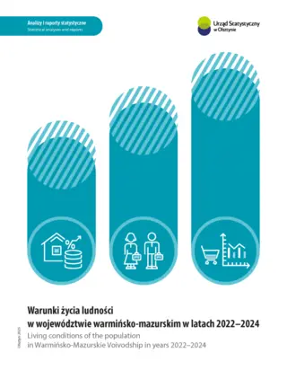 Powiększ obraz: Cover of the publication Living conditions of the population in Warmińsko-Mazurskie Voivodship in years 2022–2024
